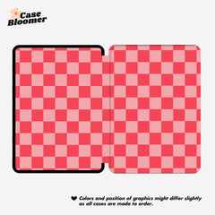 Hot Pink Red Checkerboard Kindle Case, Kobo, Free Personalization