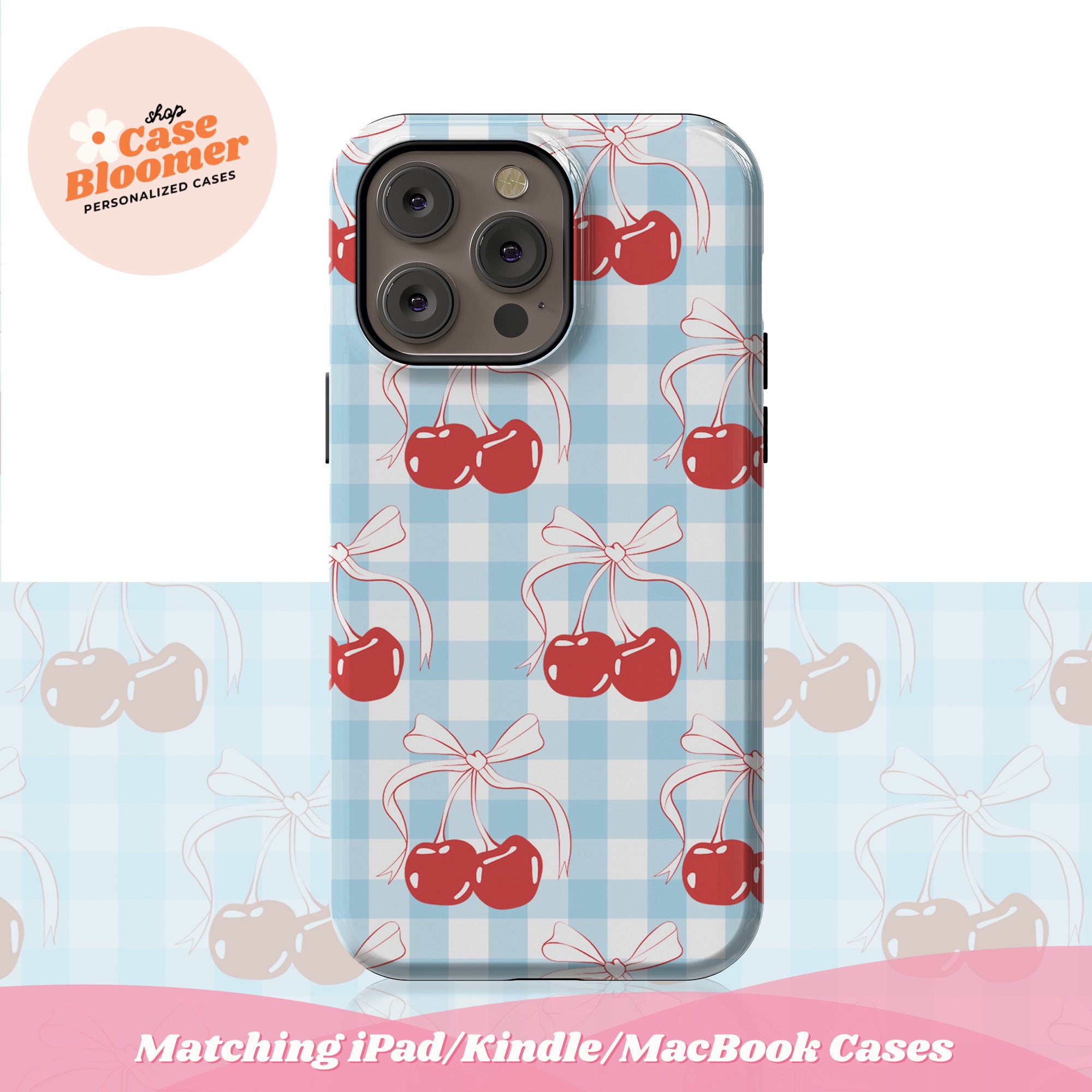 Cute Cherries Checkerboard Phone case cover, Cherry Pattern, Summer Vibe phone case, phone cover, iPhone 16 cases, iPhone 15 Pro Max cases, iPhone 14 cases, iPhone 13 Pro Max cases, iPhone 12 case, iPhone 11 case, iPhone XS Max, Samsung Galaxy S24 Ultra cases, Samsung Galaxy S23, Galaxy S22 Plus, MagSafe phone case, Personalized Gift, Birthday Gift