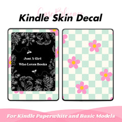 Cute Floral Checkerboard Kindle Skin Vinyl WRAP Amazon Kindle Paperwhite Decal