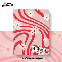 Custom Name Groovy Swirl Lines Daisy iPad case, Free Personalization